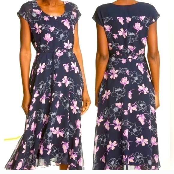 Club MONACO SOFT PRINT 100% SILK DRESS SIZE 4 - Picture 1 of 15